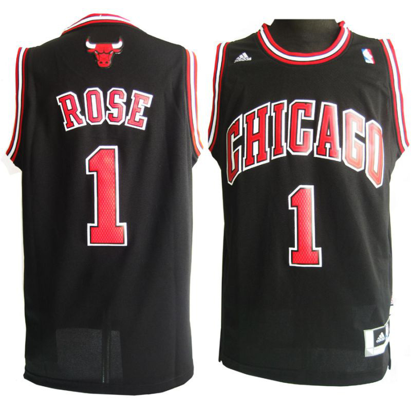 Men NBA Chicago Bulls 1 Rose black Game Nike Jerseys